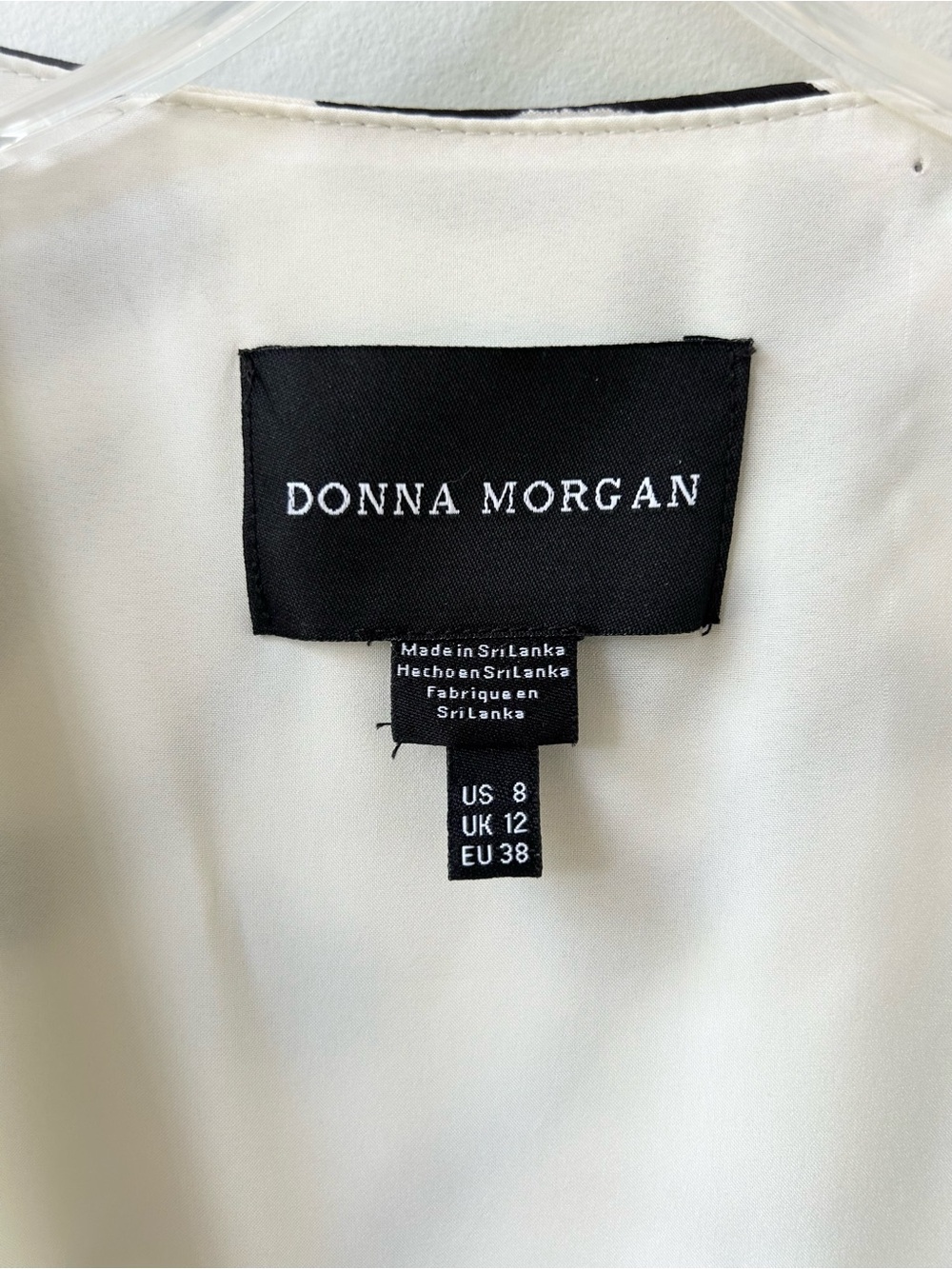 Donna Morgan NWT black and white abstract print wrap midi dress - Picture 3 of 10